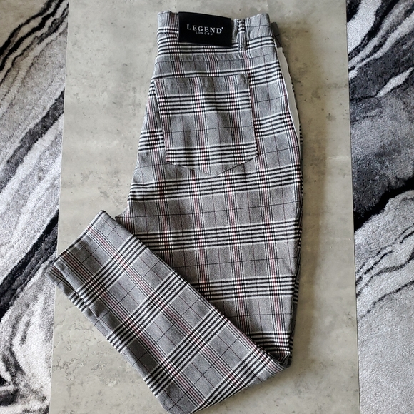 Legend London Skinny Grey Plaid Pants: Men's 34 NWOT - Picture 5 of 7